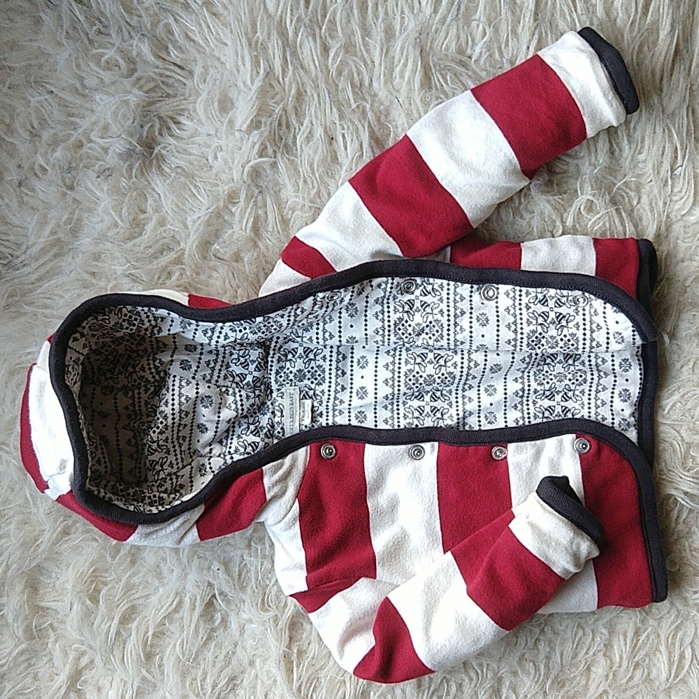 Burt's Bees Reversible Organic Striped Hooded Jacket 3-6m
